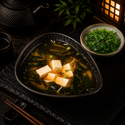 Zupa Miso z tofu i wakame z sezamem