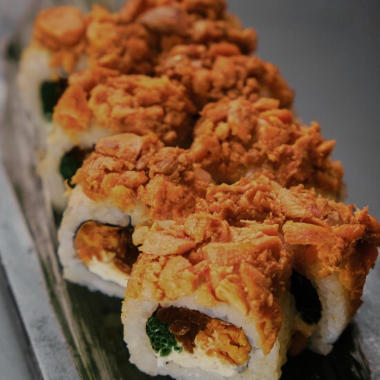 California z pieczonym łososiem