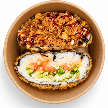 Sushi burger z łososiem, awokado i serem