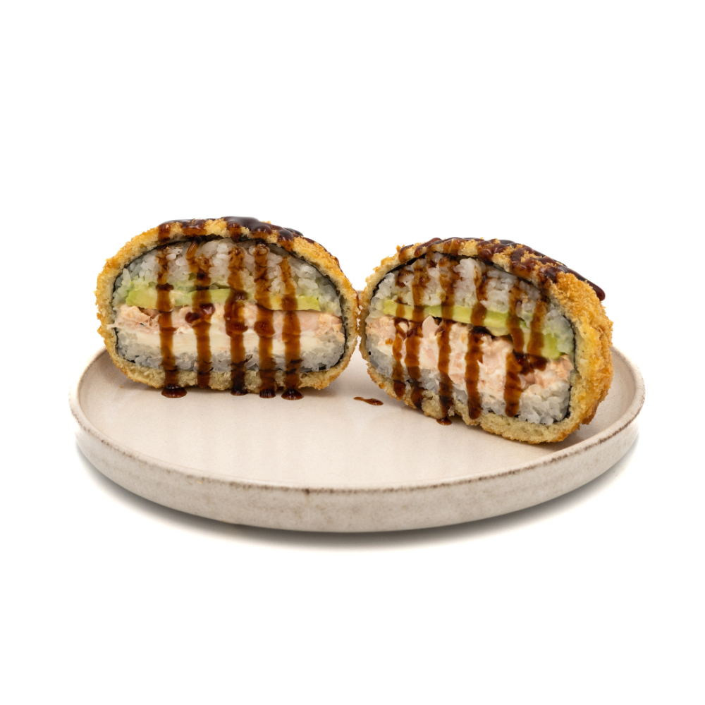 73A Sushi-burger z delikatnym grillowanym łososiem i awokado