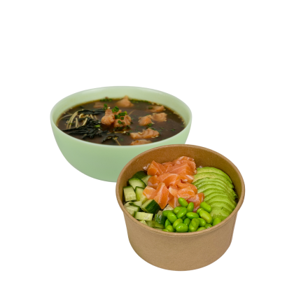 Miso z łososiem i Poke z łososiem